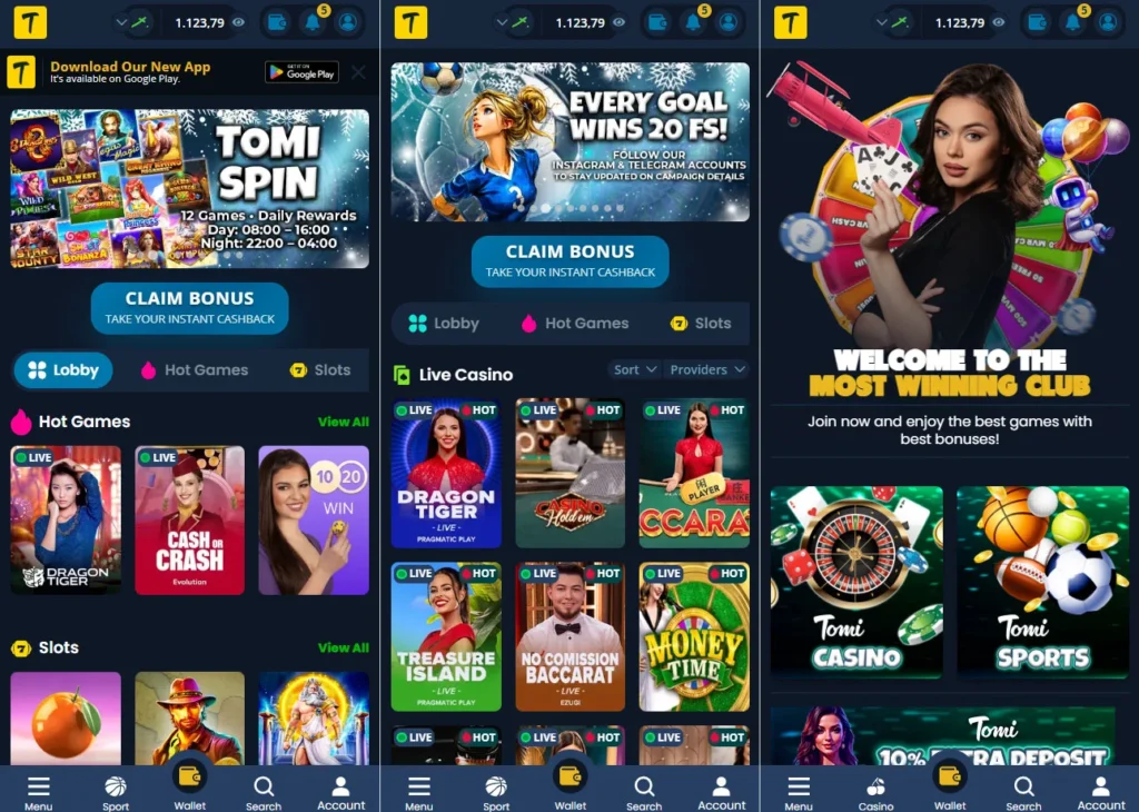 tomi club mobile login